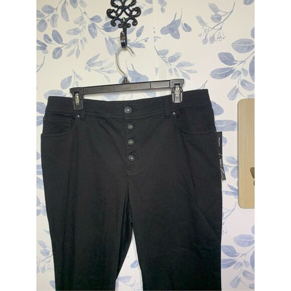 INC Distressed Denim Angled Mop Hem Black Pants Size 12 NWT - Picture 3 of 8